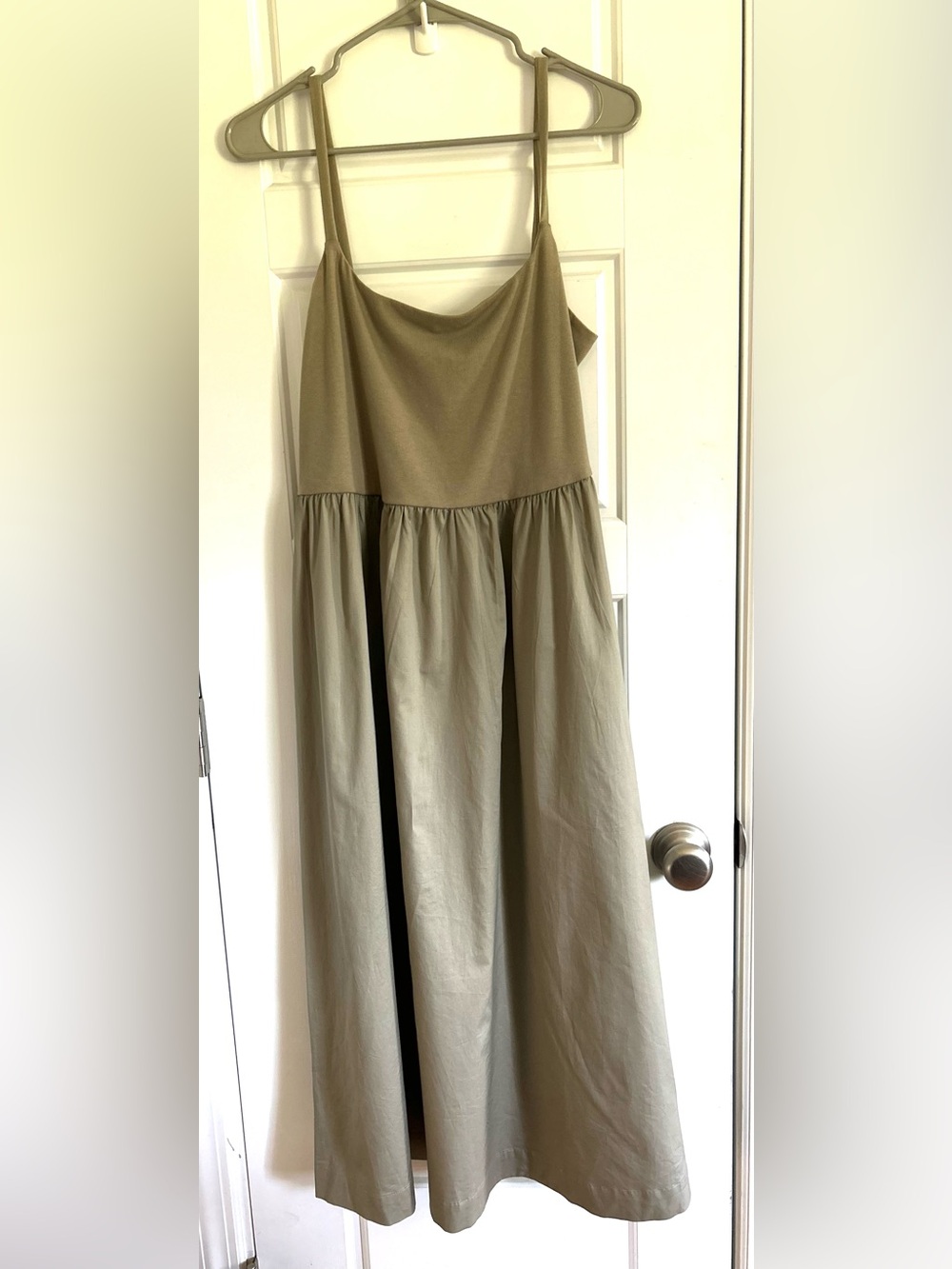 Old Navy Mixed Media Fit & Flare Cami Midi Dress Sage Green XL